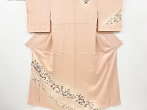 家屋に草花模様訪問着